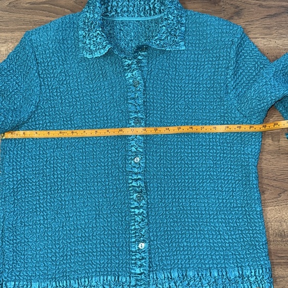 RAFAEL Teal Textured Button-Up Shirt - Picture 4 of 6